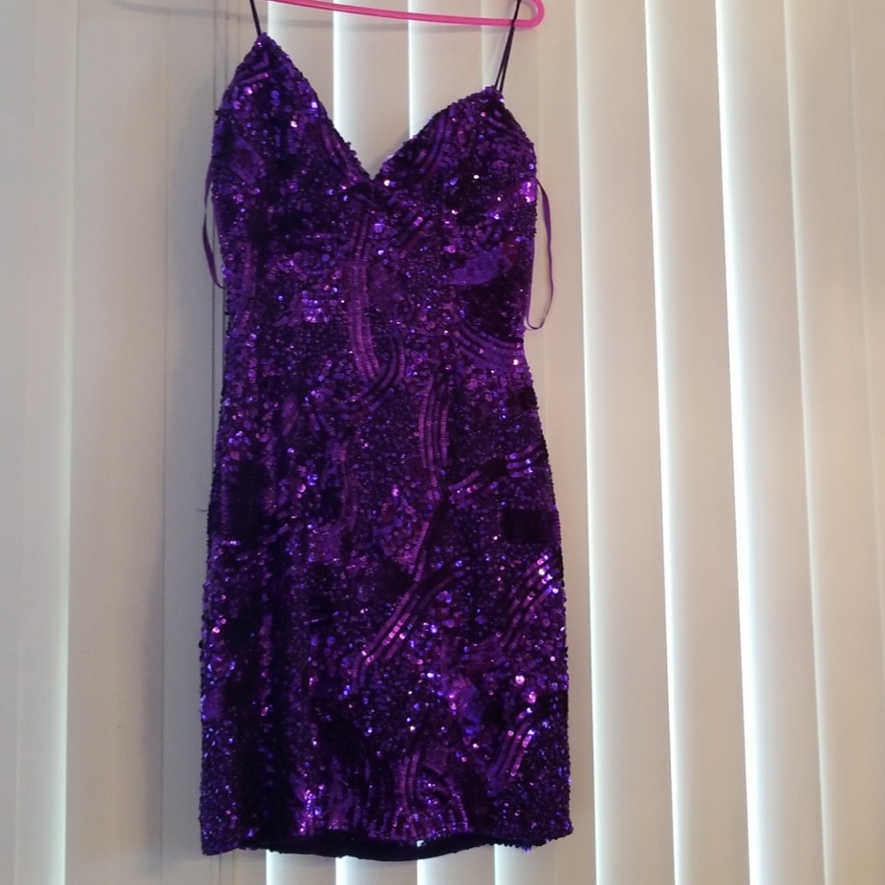 Purple Sequence Dress Size 4 Sean Cotoure